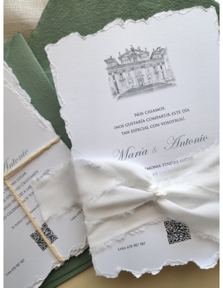 Invitaciones boda con sobres algodón Cotton