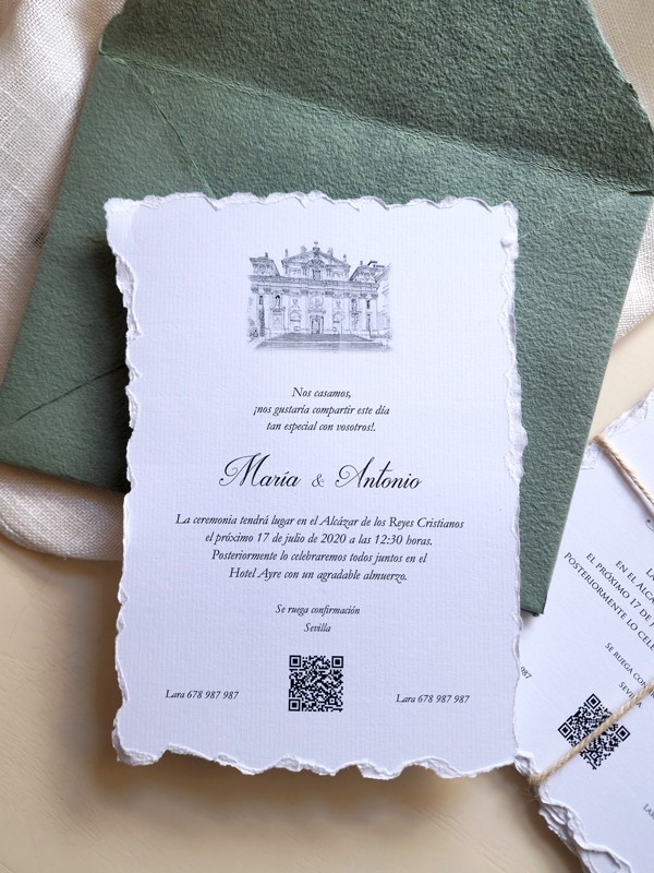Invitaciones boda con sobres algodón...