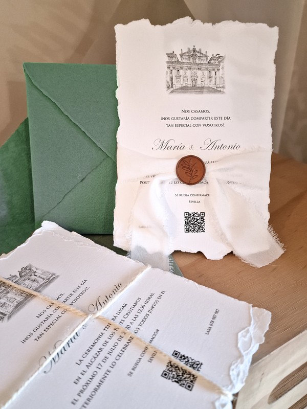 Invitaciones boda con sobres algodón...