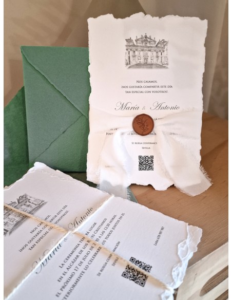 Invitaciones boda con sobres algodón Cotton