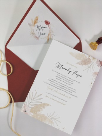 Invitación Tarjetón boda Boho 2