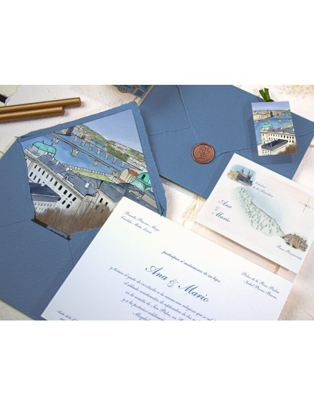 Invitaciones boda acuarela Praga