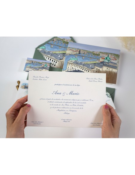 Invitaciones boda acuarela Praga