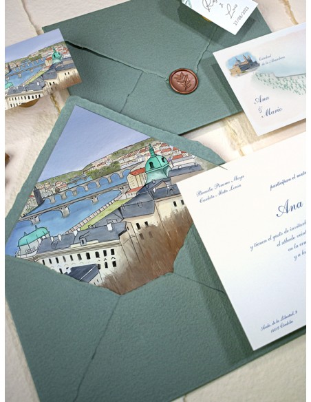 Invitaciones boda acuarela Praga