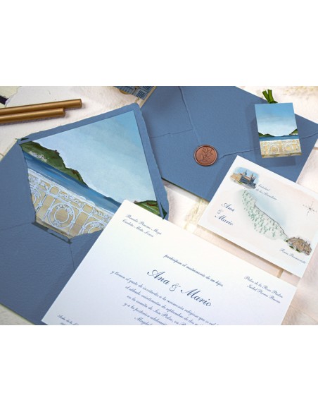 Invitaciones boda acuarela Playa de la Concha