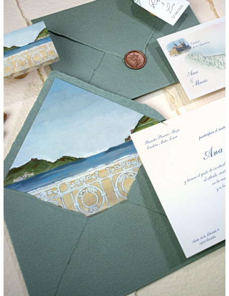Invitaciones boda acuarela Playa de la Concha