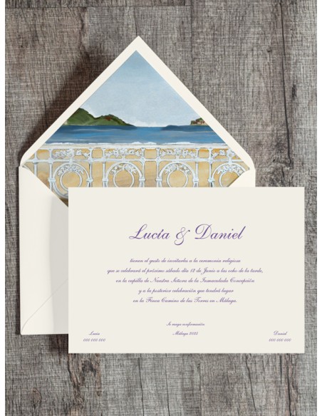 Invitaciones boda acuarela Playa de la Concha