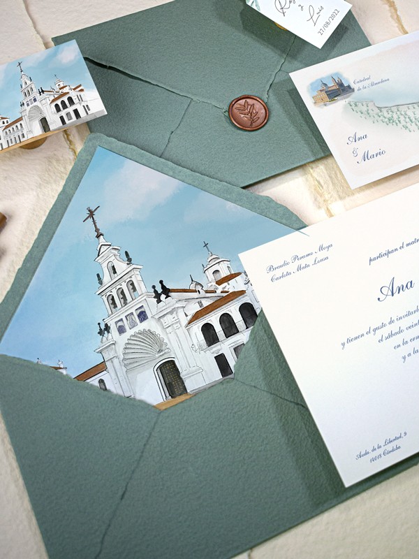 Invitaciones boda acuarela Hdad. del...