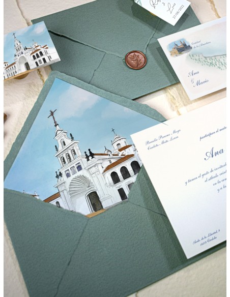 Invitaciones boda acuarela Hdad. del Rocío