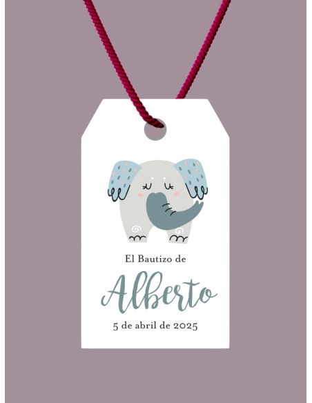 Etiquetas bautizo elefante