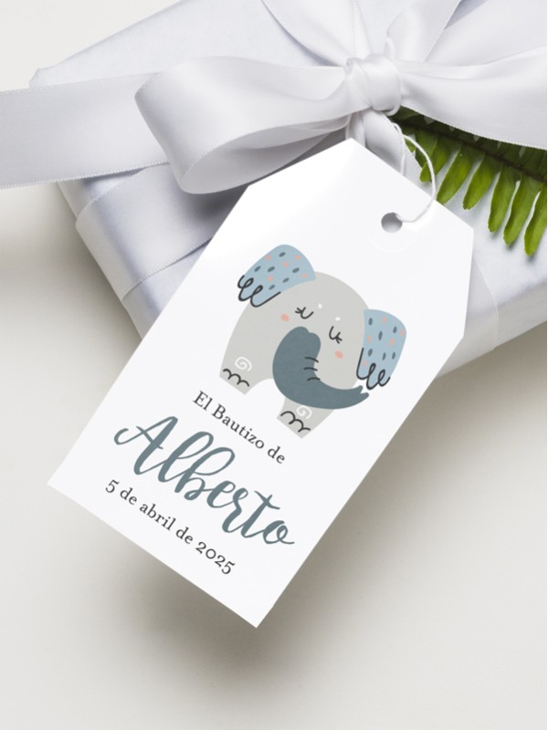 Etiquetas bautizo elefante