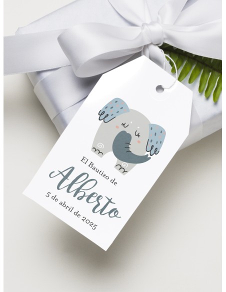 Etiquetas bautizo elefante