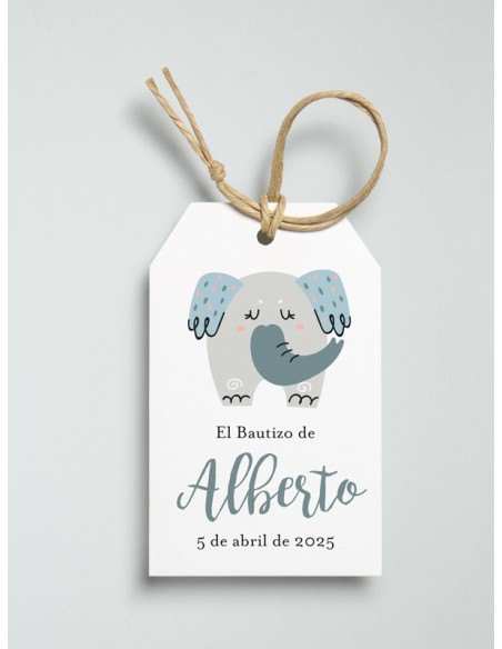 Etiquetas bautizo elefante
