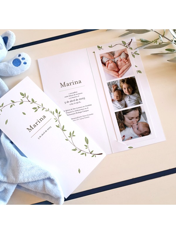 Invitación diptico photocall bautizo...