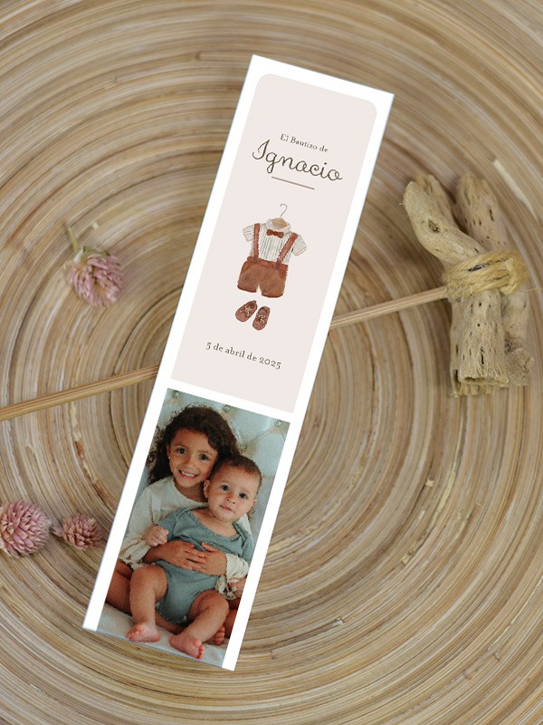 Marcapáginas Bautizo Traje niño
