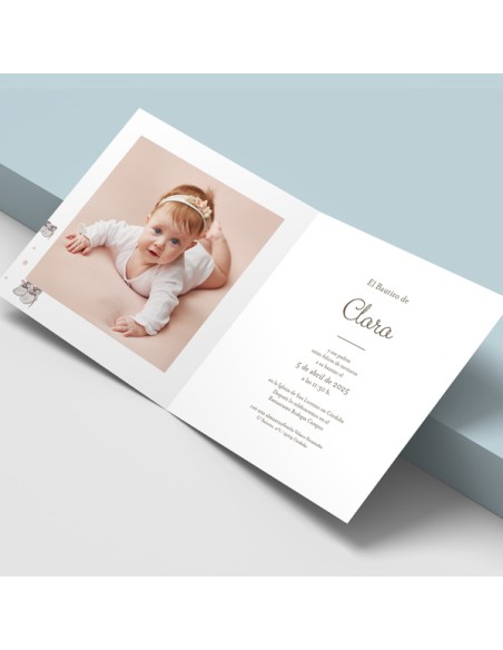Invitación bautizo díptico niña