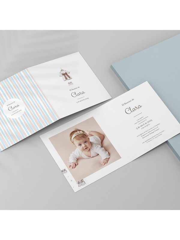 Invitación bautizo díptico niña