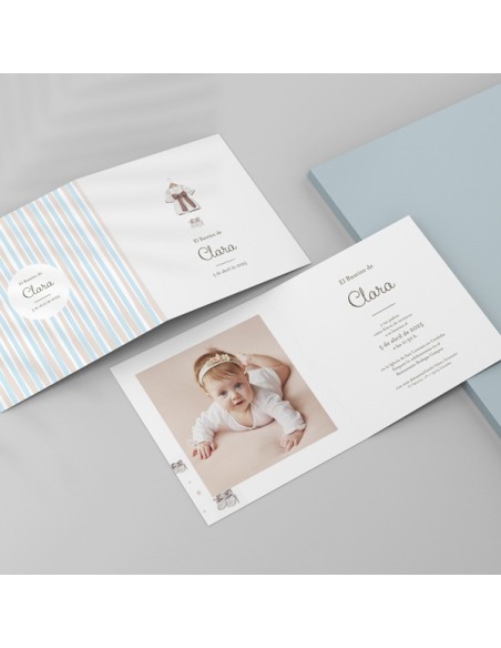 Invitación bautizo díptico niña