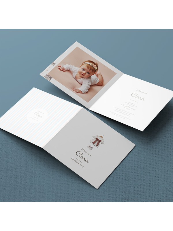 Invitación bautizo díptico niña