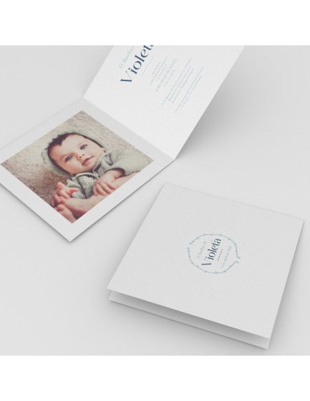Invitación bautizo díptico cuadrado Jirafa Lola