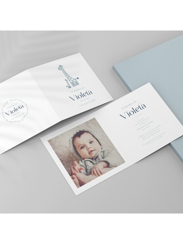 Invitación bautizo díptico cuadrado...