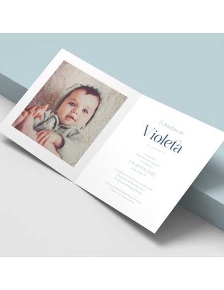 Invitación bautizo díptico cuadrado Jirafa Lola