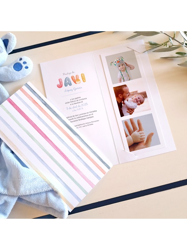Invitación diptico photocall bautizo...