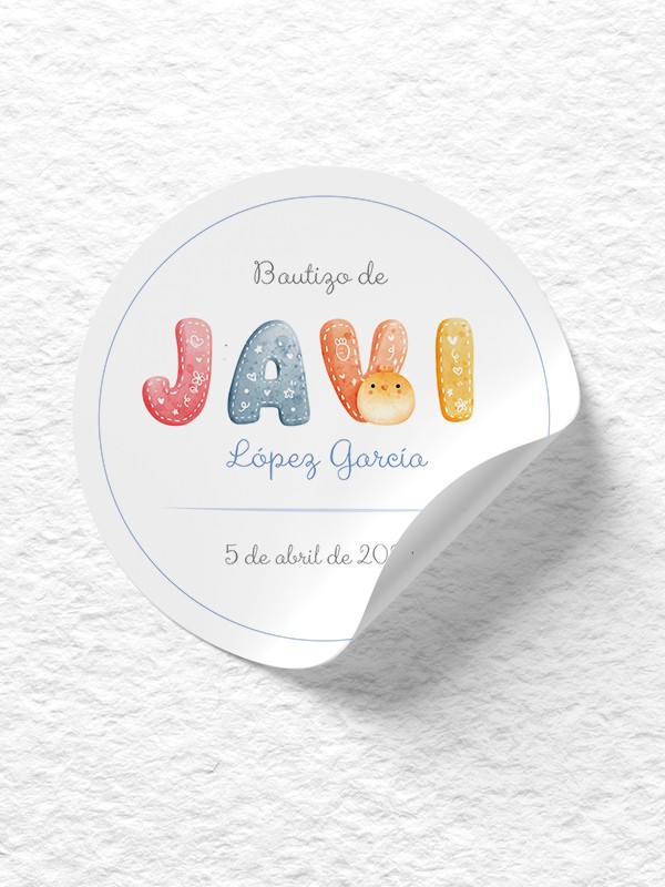 Pegatinas bautizo Iniciales