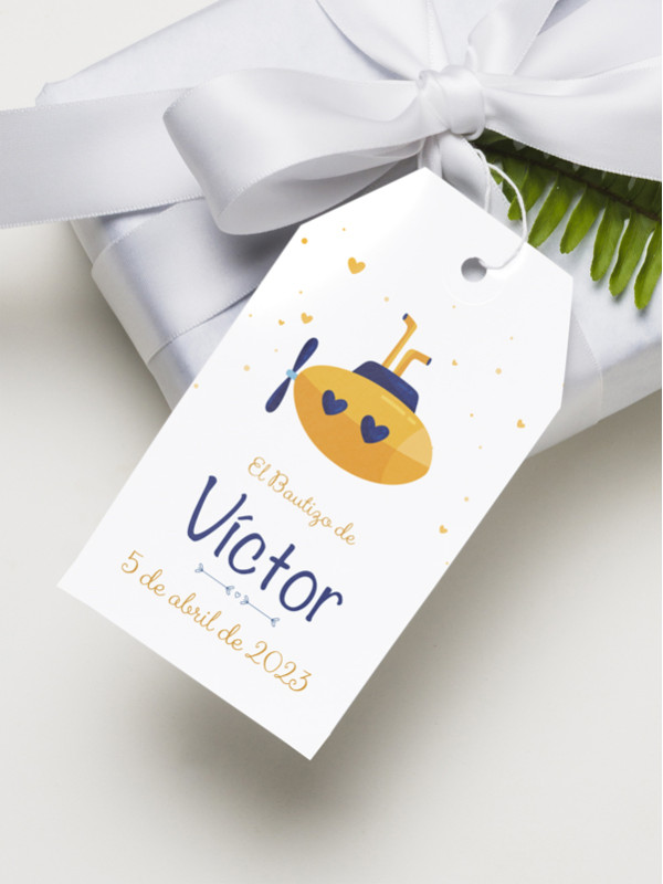 Etiquetas bautizo regalo Submarino...