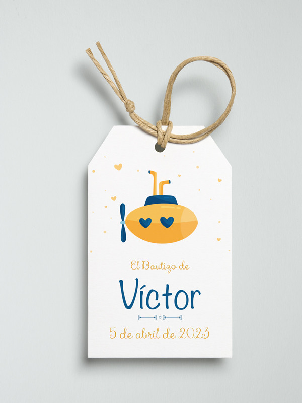 Etiquetas bautizo regalo Submarino...
