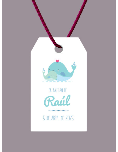 Etiquetas bautizo regalo Ballena Love