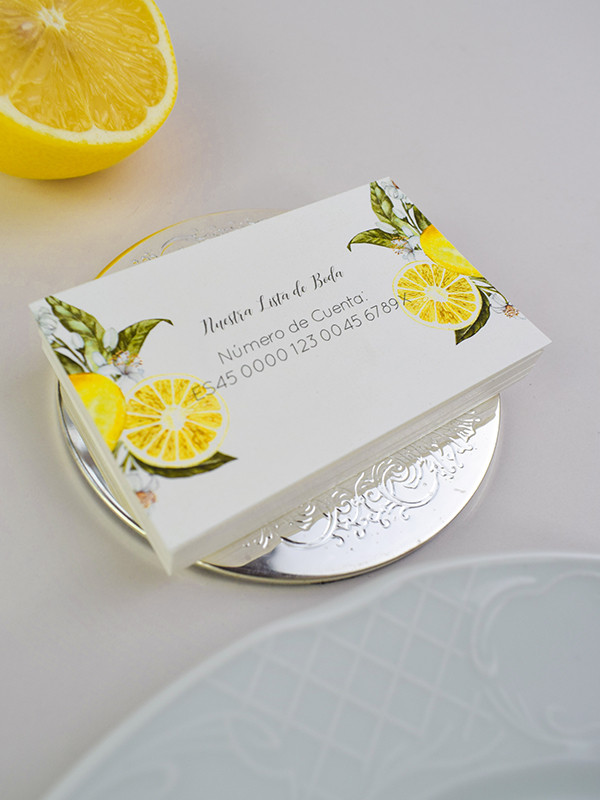 Tarjeta agradecimiento limones