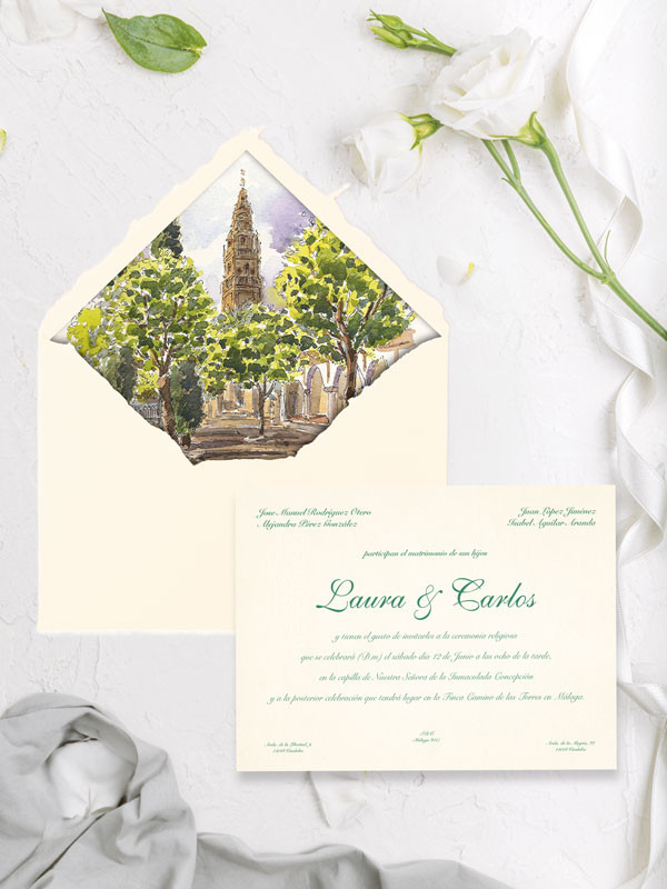 Invitaciones boda con sobres algodón...