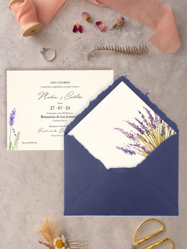 Invitaciones boda con sobres algodón...