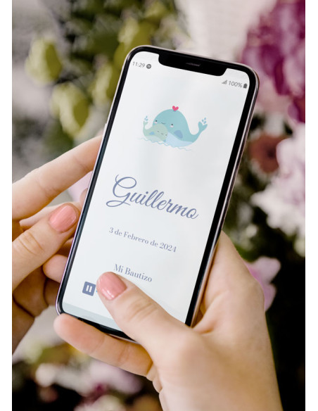 Invitación digital bautizo Ballena Love