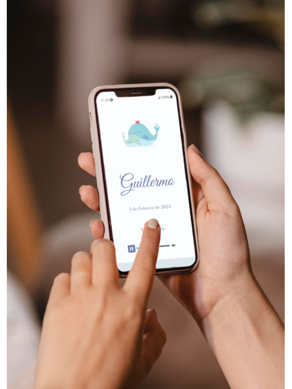 Invitación digital bautizo Ballena Love