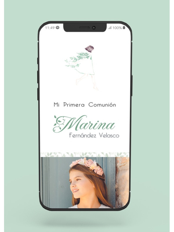 Invitación digital Comunión Muñeca