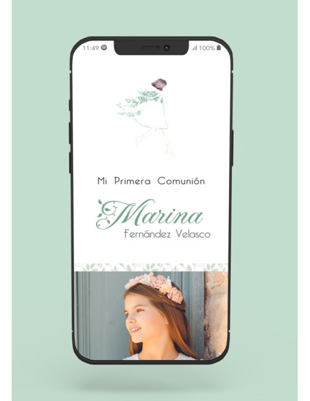 Invitación digital Comunión Muñeca