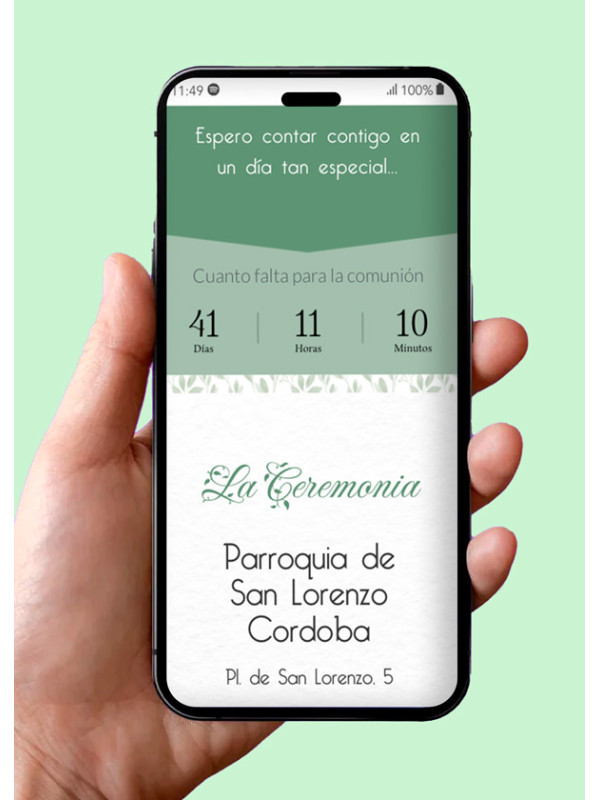 Invitación digital Comunión Muñeca