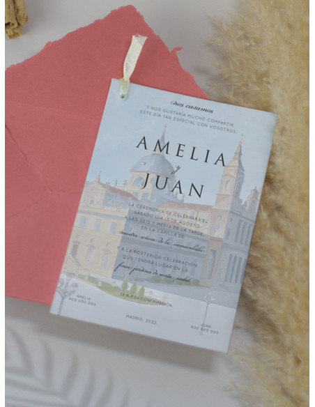 Invitación boda superpuesta transparente acuarelas