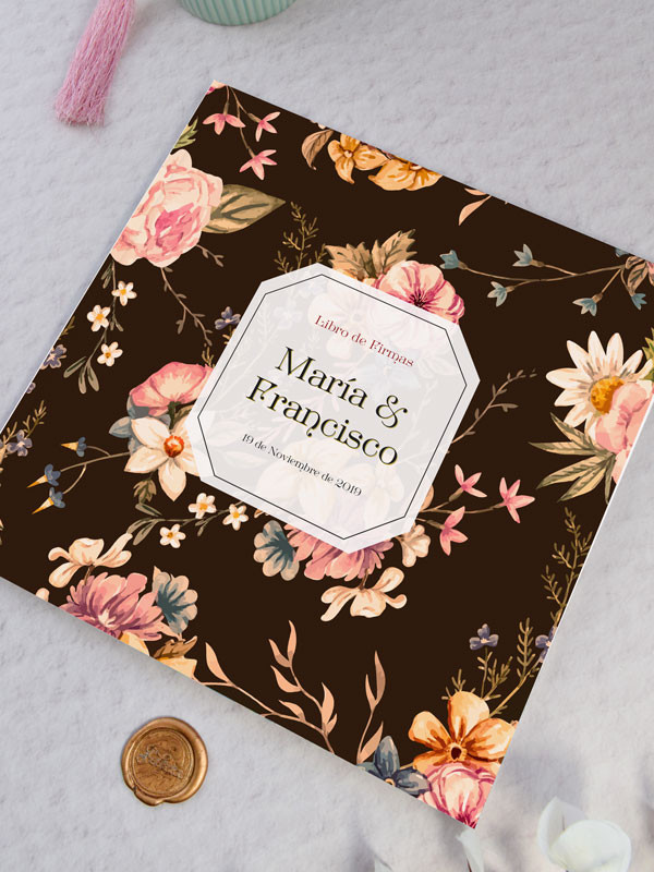 Libro firmas Boda flor de noche