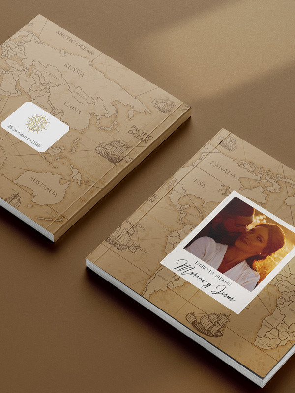 Libro firmas Boda Pasaporte viajes
