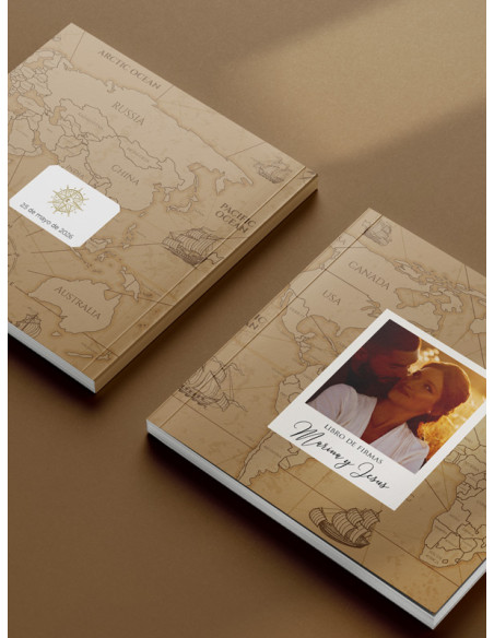 Libro firmas Boda Pasaporte viajes