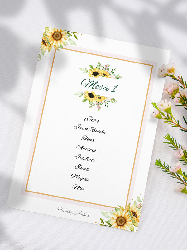 Seating boda Girasoles