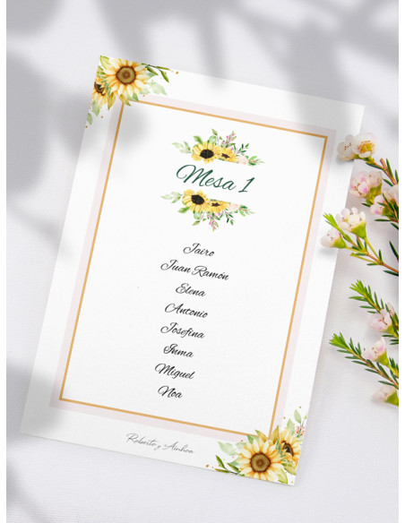 Seating boda Girasoles