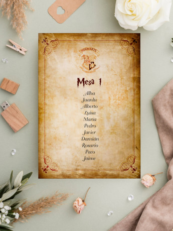 Seating de boda harry potter