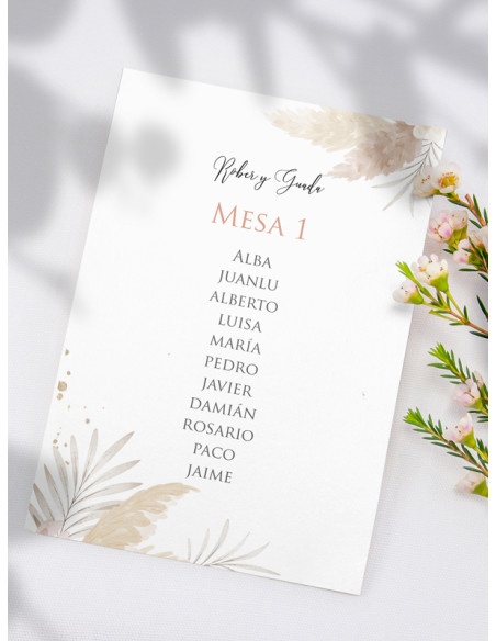 Seating plan de boda boho