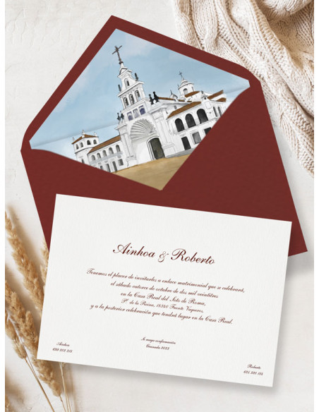 Invitaciones boda acuarela Hdad. del Rocío