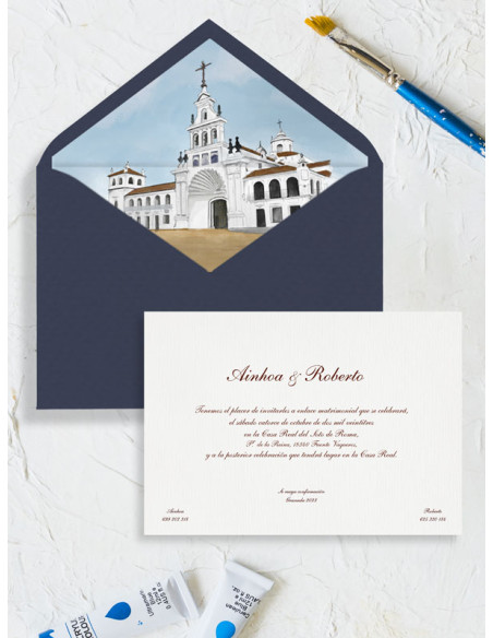 Invitaciones boda acuarela Hdad. del Rocío