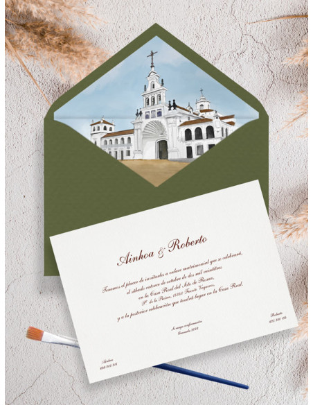 Invitaciones boda acuarela Hdad. del Rocío